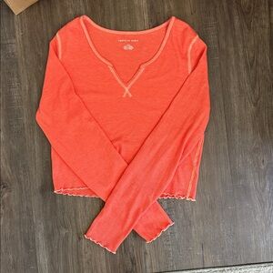 American Eagle Outfitters Coral Ribbed Top